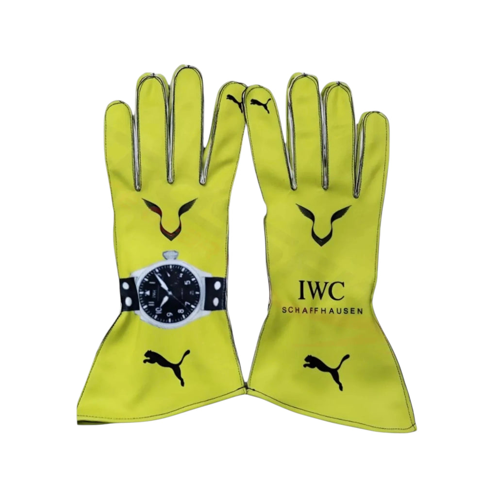 Lewis Hamilton 2024 Mercedes-AMG Petronas F1 racing gloves with Mercedes branding and sponsor logos