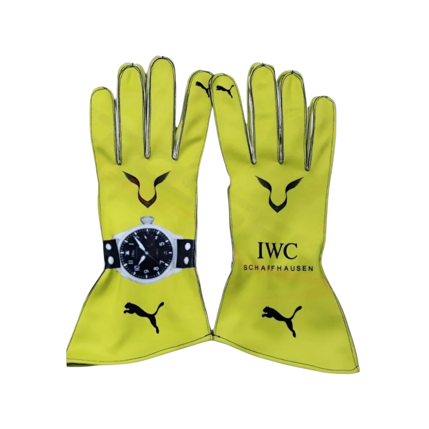 Lewis Hamilton 2024 Mercedes-AMG Petronas F1 racing gloves with Mercedes branding and sponsor logos