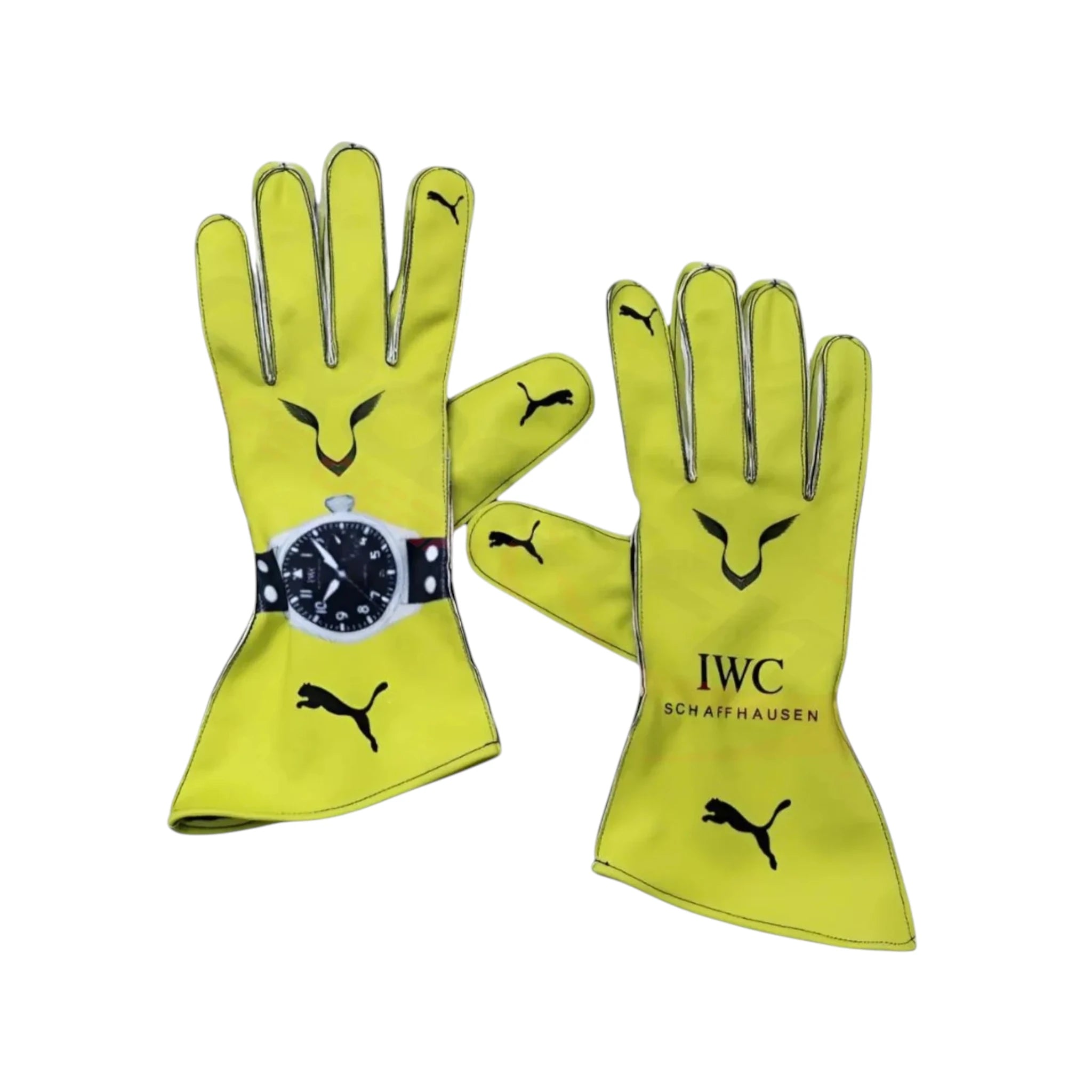 Lewis Hamilton 2024 Mercedes-AMG Petronas F1 racing gloves with Mercedes branding and sponsor logos