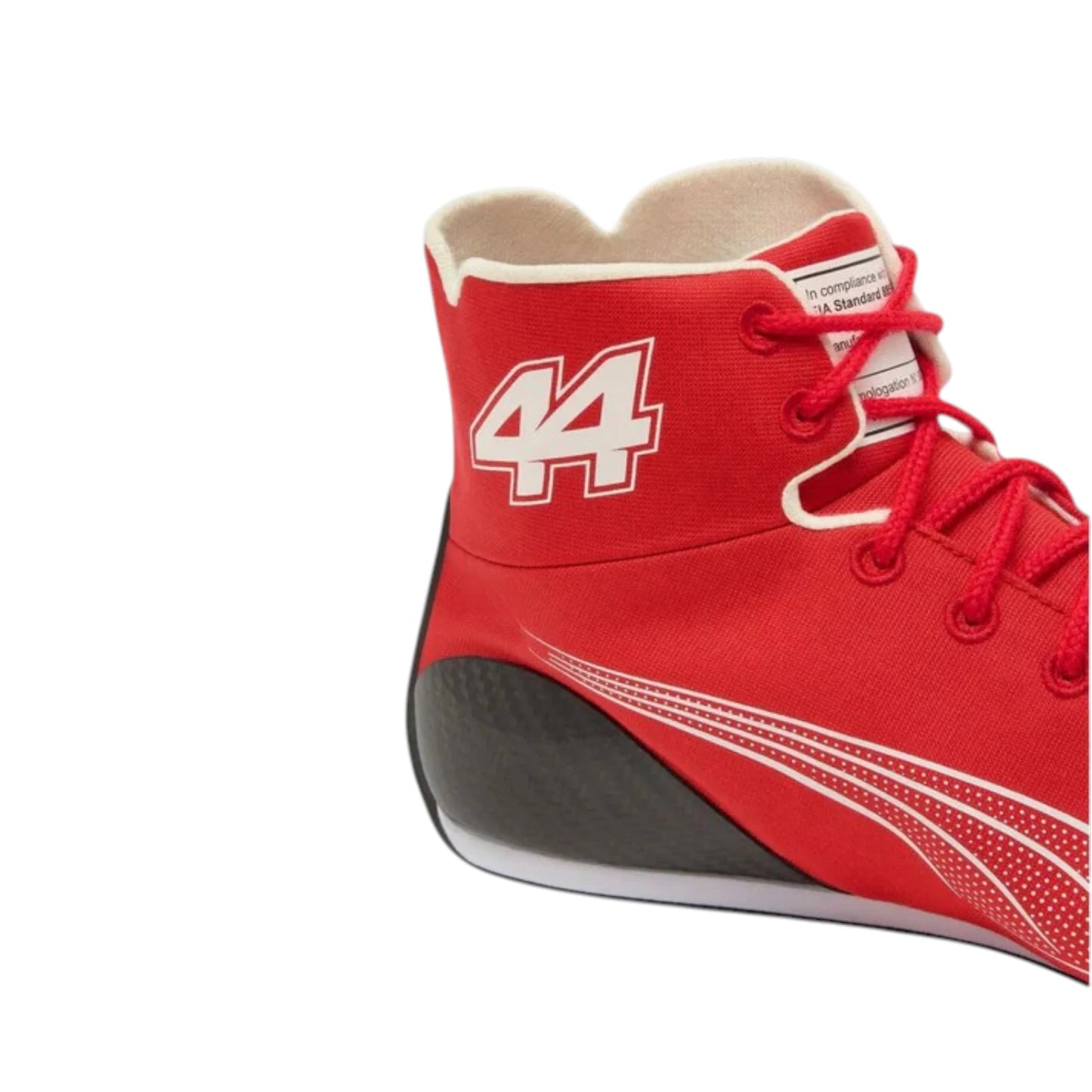 Lewis Hamilton 2026 Ferrari F1 racing shoes featuring Ferrari inspired styling and motorsport detailing