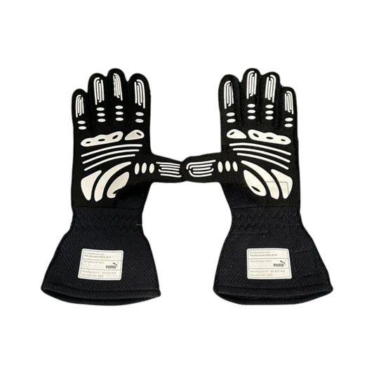 Max Verstappen 2020 Red Bull F1 racing gloves in dark navy with Aston Martin Red Bull Racing branding and sponsor logos