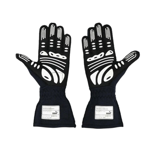 Max Verstappen 2021 Red Bull F1 racing gloves in dark navy with Red Bull Racing branding and sponsor logos