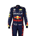 Max Verstappen 2022 Red Bull F1 race suit in navy blue with Red Bull and sponsor branding