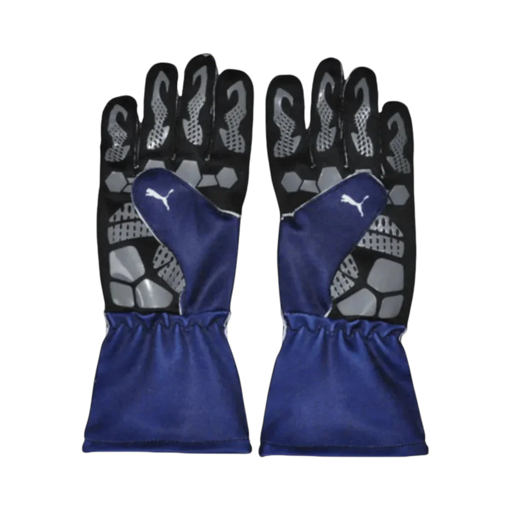 Max Verstappen 2022 Red Bull F1 racing gloves in dark navy with Oracle Red Bull Racing branding and sponsor logos