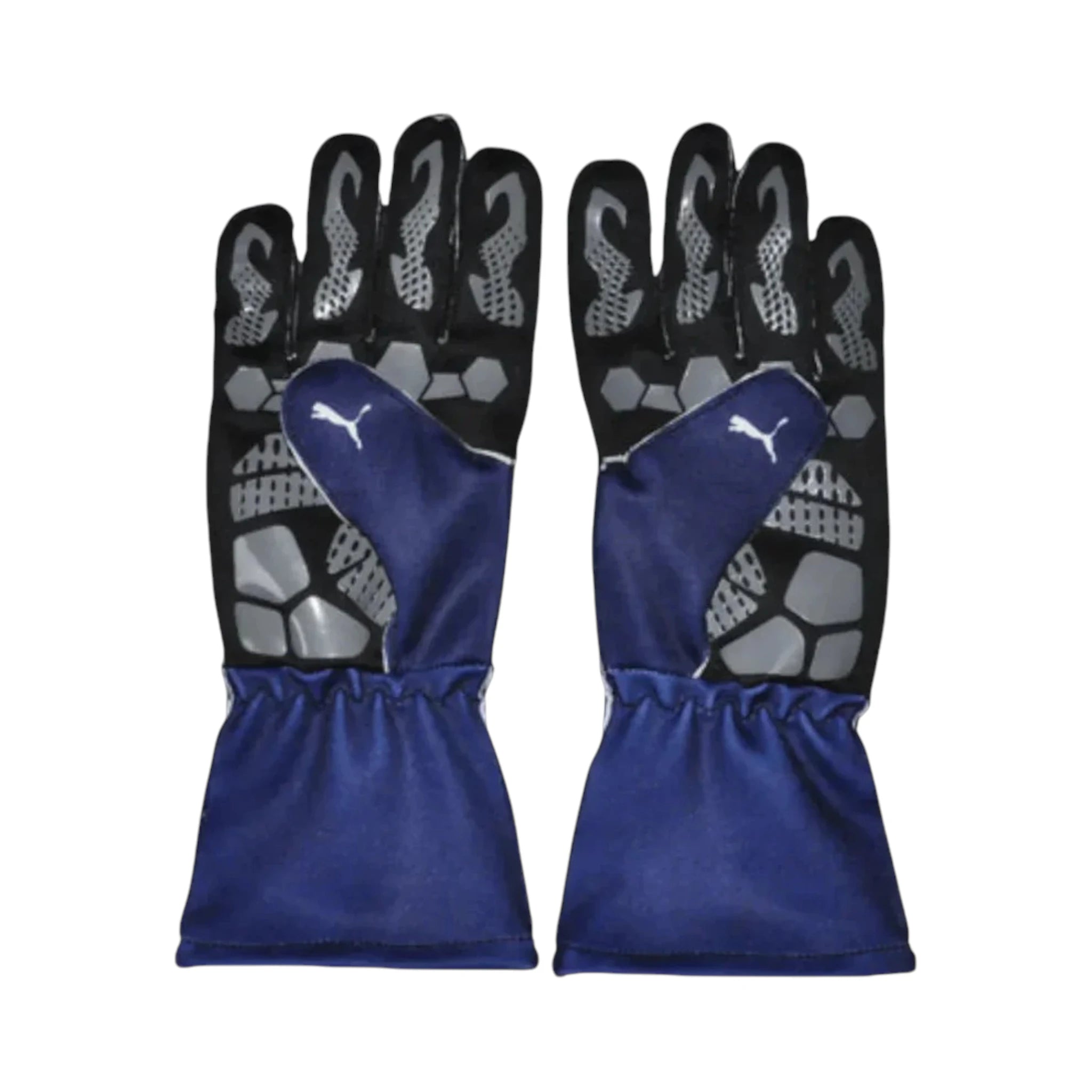 Max Verstappen 2022 Red Bull F1 racing gloves in dark navy with Oracle Red Bull Racing branding and sponsor logos