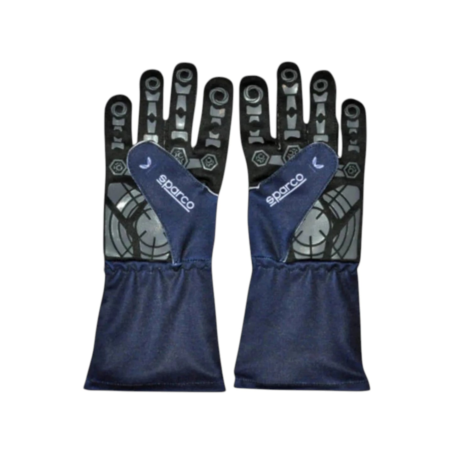 Max Verstappen 2023 Red Bull F1 racing gloves in dark navy with Oracle Red Bull Racing branding and sponsor logos