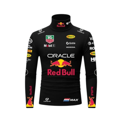Max Verstappen 2024 Red Bull F1 Undershirt in black with authentic Oracle Red Bull Racing team logos and performance base layer design