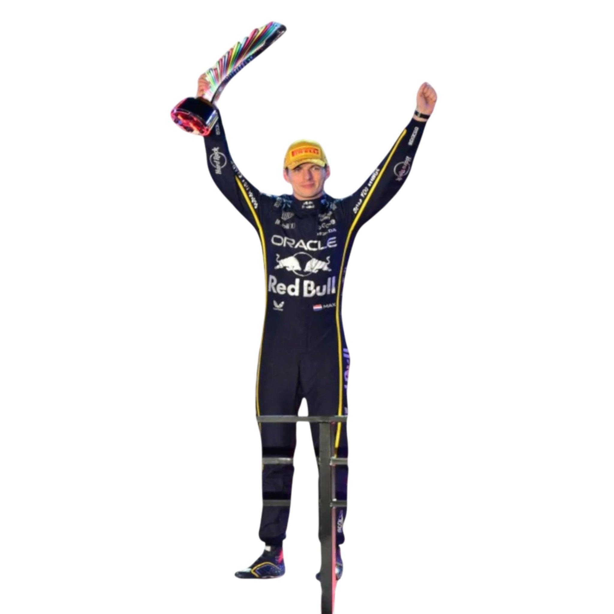 Max Verstappen 2025 Red Bull Las Vegas GP F1 race suit with special edition Las Vegas Grand Prix design and sponsor logos