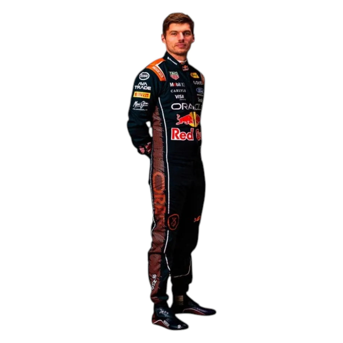 Max Verstappen 2026 Red Bull Dutch GP F1 Racing Suit in navy featuring team sponsor graphics and detailed racing design