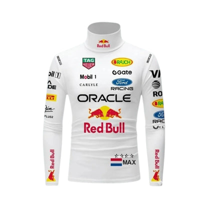 Max Verstappen 2026 Red Bull F1 Undershirt in white with authentic Oracle Red Bull Racing team logos and performance base layer design