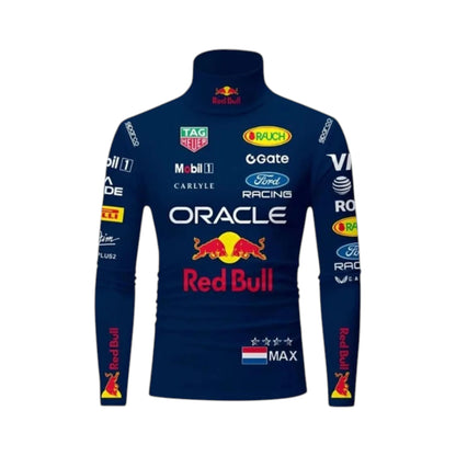 Max Verstappen 2026 Red Bull F1 Undershirt in navy blue with authentic Oracle Red Bull Racing team logos and performance base layer design
