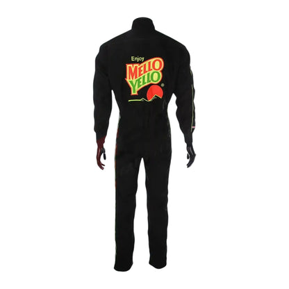 Mello Yello sublimation printed go kart racing suit featuring Mello Yello inspired graphics and professional motorsport detailing