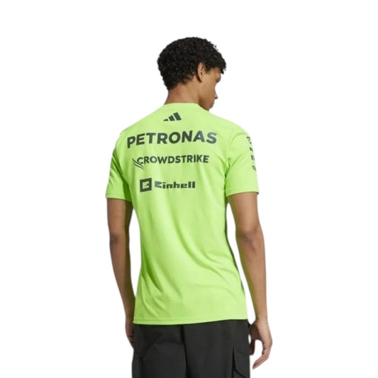 Mercedes-AMG Petronas F1 One Team Set Up T-Shirt in Volt Green with authentic Mercedes-AMG Petronas sponsor logos and adidas performance design