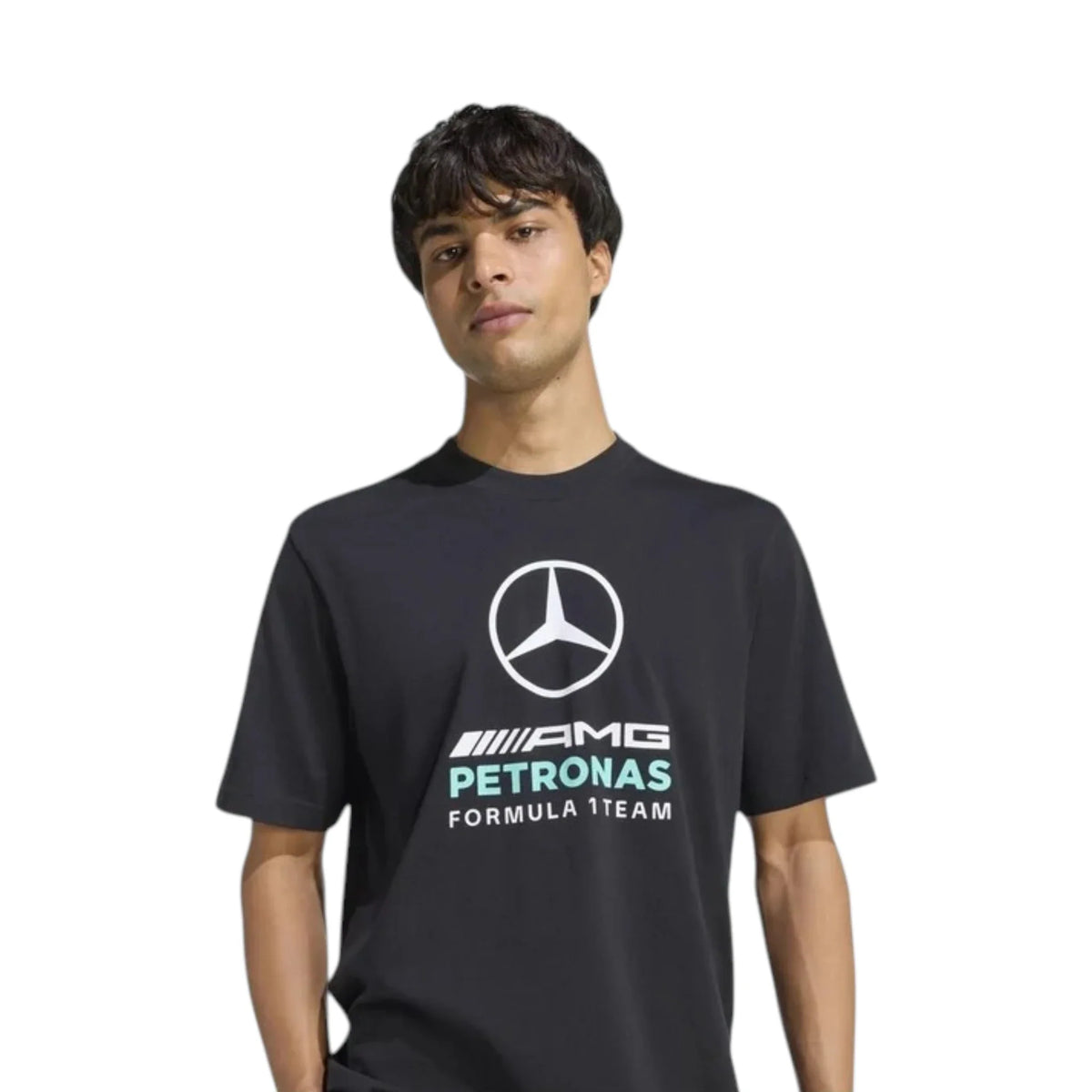 Mercedes AMG Petronas F1 Team DNA Graphic T Shirt in black featuring bold front team logo print and motorsport detailing