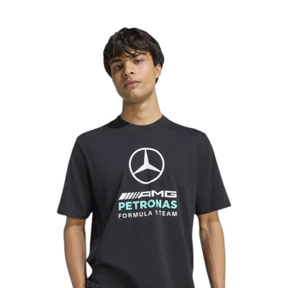 Mercedes AMG Petronas F1 Team DNA Graphic T Shirt in black featuring bold front team logo print and motorsport detailing