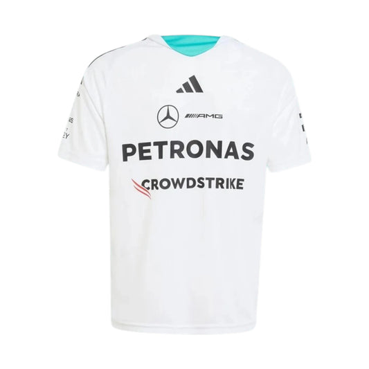 Mercedes-AMG Petronas F1 Team Driver Jersey T-Shirt in white with authentic Mercedes-AMG Petronas sponsor logos and adidas performance design