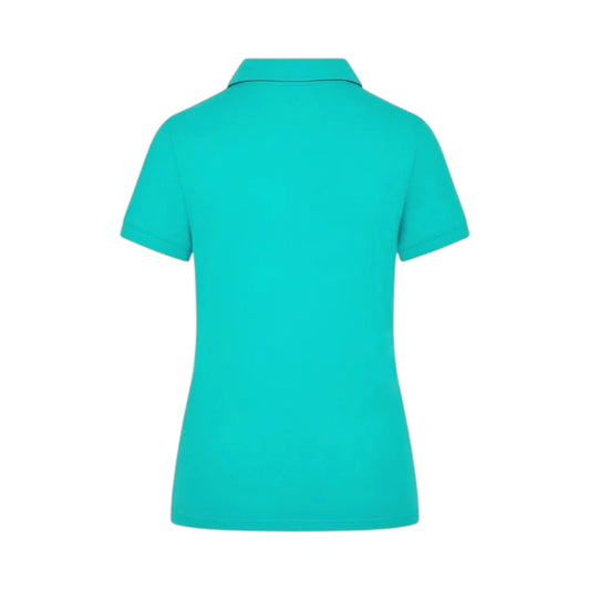 Mercedes-AMG Petronas F1 Women Polo Shirt in ultra teal featuring a classic collared design and chest team logo
