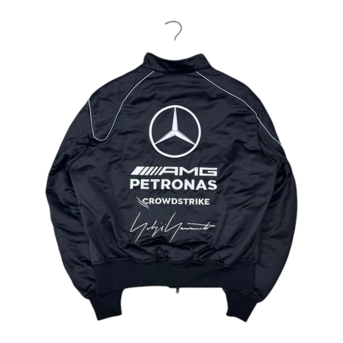 Mercedes-AMG Petronas Y-3 Collaboration F1 Jacket in black with embroidered Formula 1 team logos and premium motorsport detailing