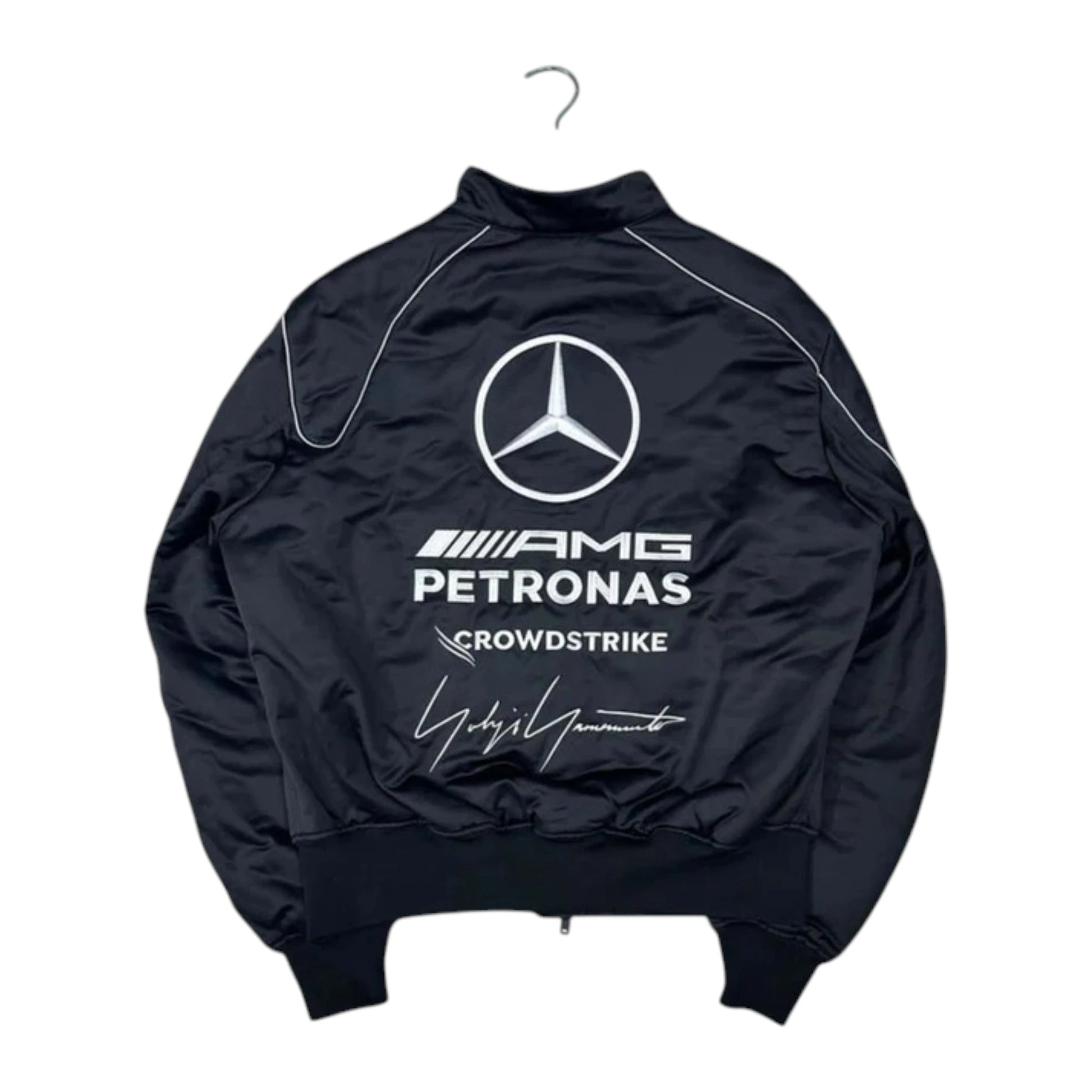 Mercedes-AMG Petronas Y-3 Collaboration F1 Jacket in black with embroidered Formula 1 team logos and premium motorsport detailing