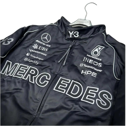 Mercedes-AMG Petronas Y-3 Collaboration F1 Jacket in black with embroidered Formula 1 team logos and premium motorsport detailing