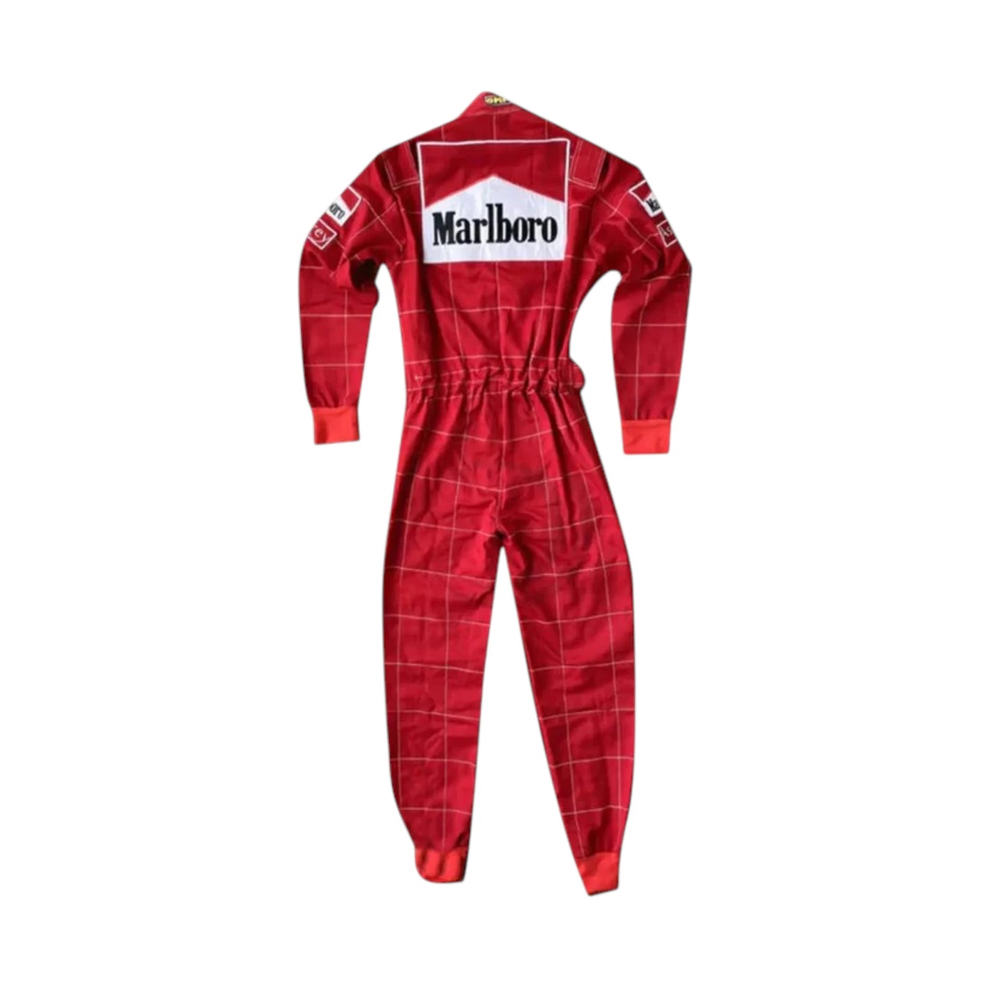 Michael Schumacher 1996 Ferrari F1 Racing Suit featuring iconic red Ferrari racing graphics and authentic sponsor detailing