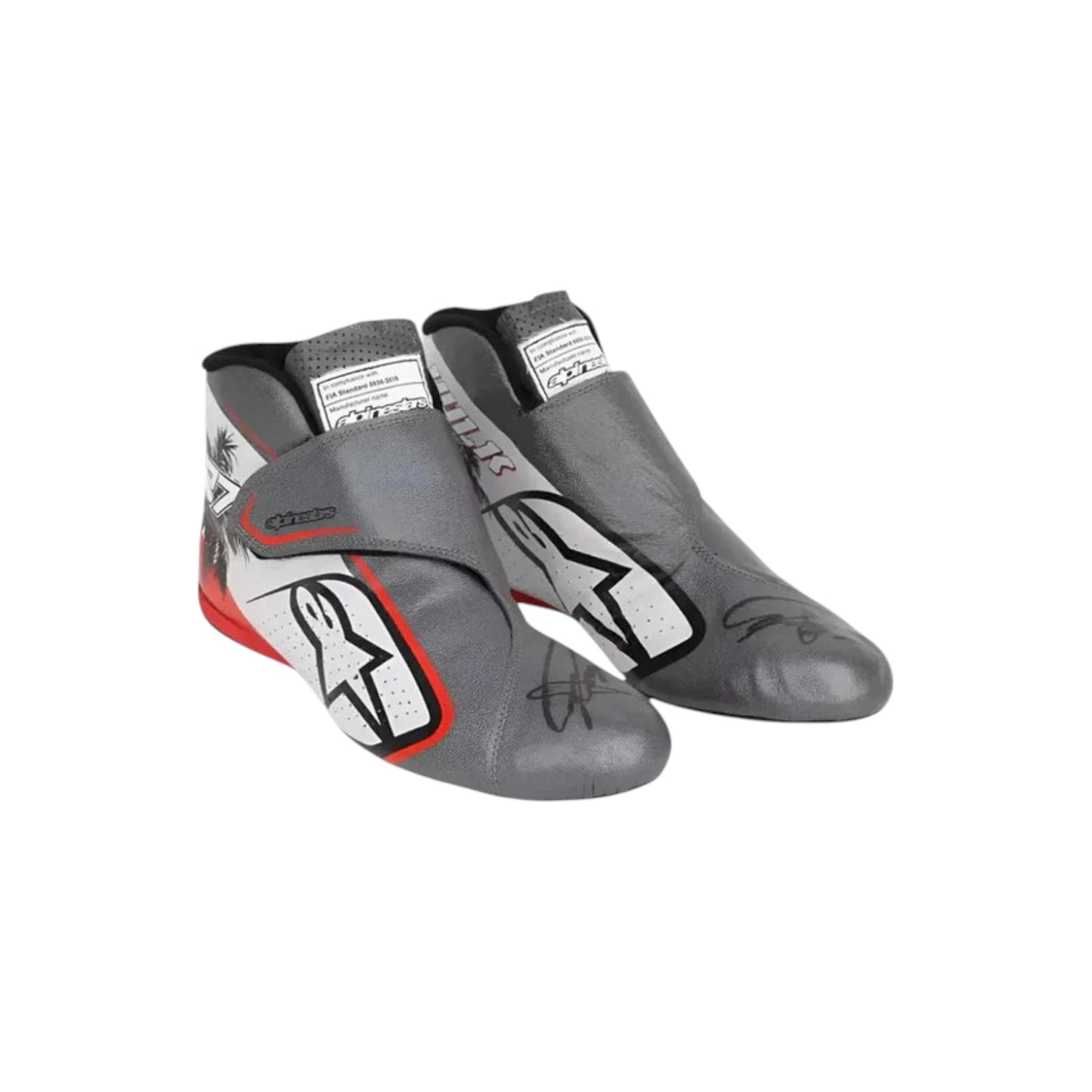 Nico Hülkenberg 2023 Haas Miami GP F1 racing shoes featuring grey, white and black Haas branding with Miami Grand Prix detailing