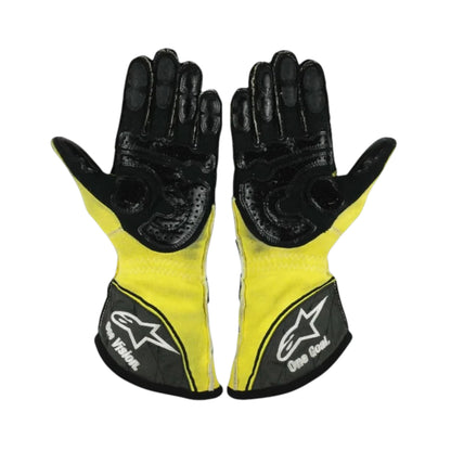 Nico Rosberg 2011 Mercedes-AMG Petronas F1 Racing Gloves in fluorescent yellow and black with Nico Rosberg sponsor logos and premium motorsport detailing