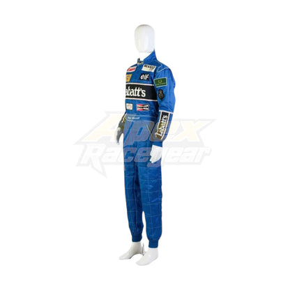Nigel Mansell 1992 Williams F1 Racing Suit in blue with authentic Labatt's Racing Team sponsor logos and premium motorsport detailing