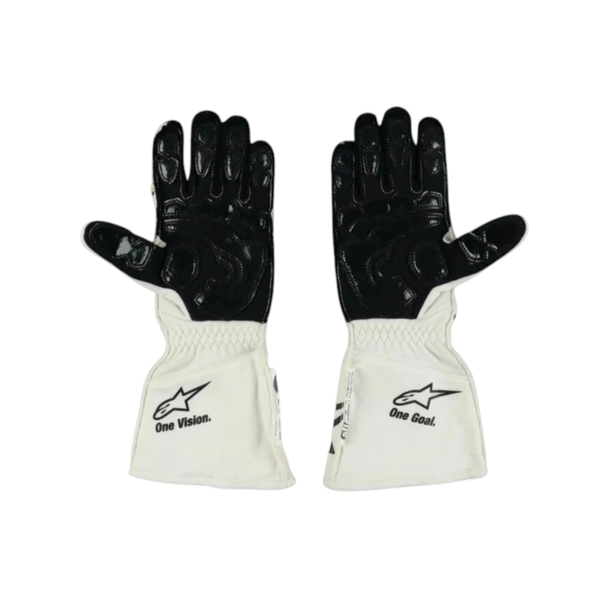 Nyck de Vries 2022 Williams F1 Racing Gloves in white and navy blue with Williams team branding and premium motorsport detailing