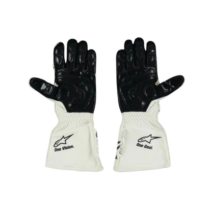 Nyck de Vries 2022 Williams F1 Racing Gloves in white and navy blue with Williams team branding and premium motorsport detailing