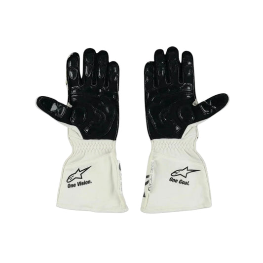 Nyck de Vries 2022 Williams F1 Racing Gloves in white and navy blue with Williams team branding and premium motorsport detailing