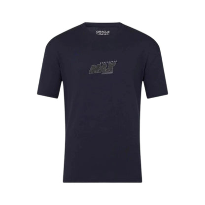 Oracle Red Bull Racing Blue Castore Max Verstappen Logo T-Shirt in navy with subtle Max Verstappen chest logo and premium team detailing
