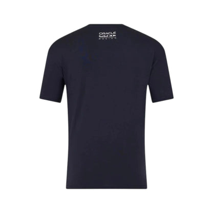 Oracle Red Bull Racing Blue Castore Max Verstappen Logo T-Shirt in navy with subtle Max Verstappen chest logo and premium team detailing