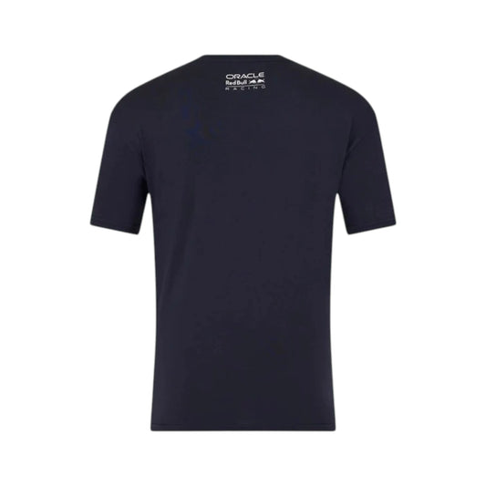 Oracle Red Bull Racing Blue Castore Max Verstappen Logo T-Shirt in navy with subtle Max Verstappen chest logo and premium team detailing