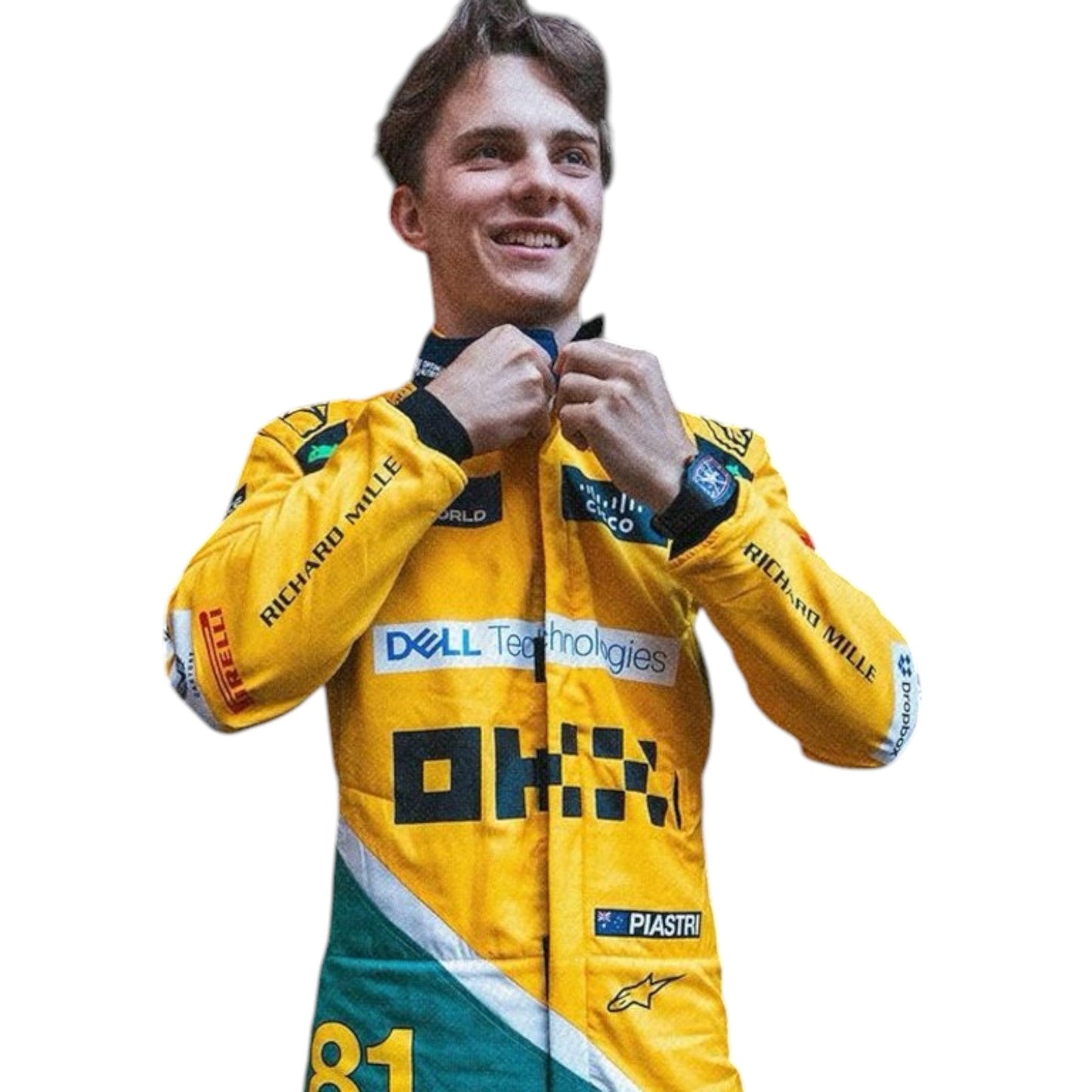 Oscar Piastri 2024 McLaren Monaco GP F1 race suit with special edition papaya and event detailing
