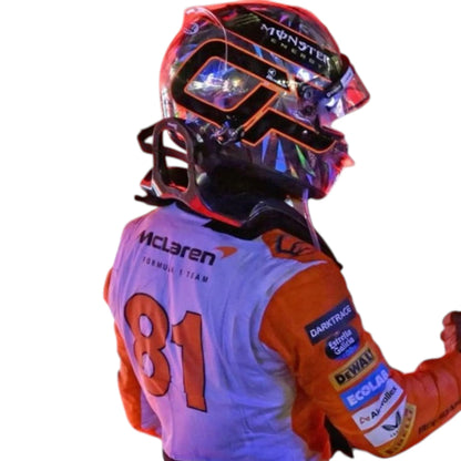 Oscar Piastri 2024 McLaren Singapore GP F1 race suit replica with papaya and limited edition details