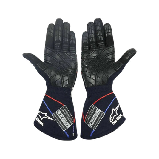 Pierre Gasly 2019 Red Bull F1 Racing Gloves in navy blue with Red Bull Racing sponsor logos and authentic Formula 1 detailing