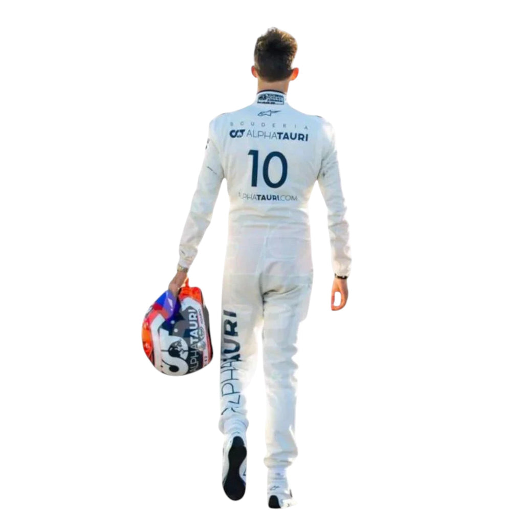 Pierre Gasly 2020 AlphaTauri F1 race suit in white and navy blue with sponsor logos