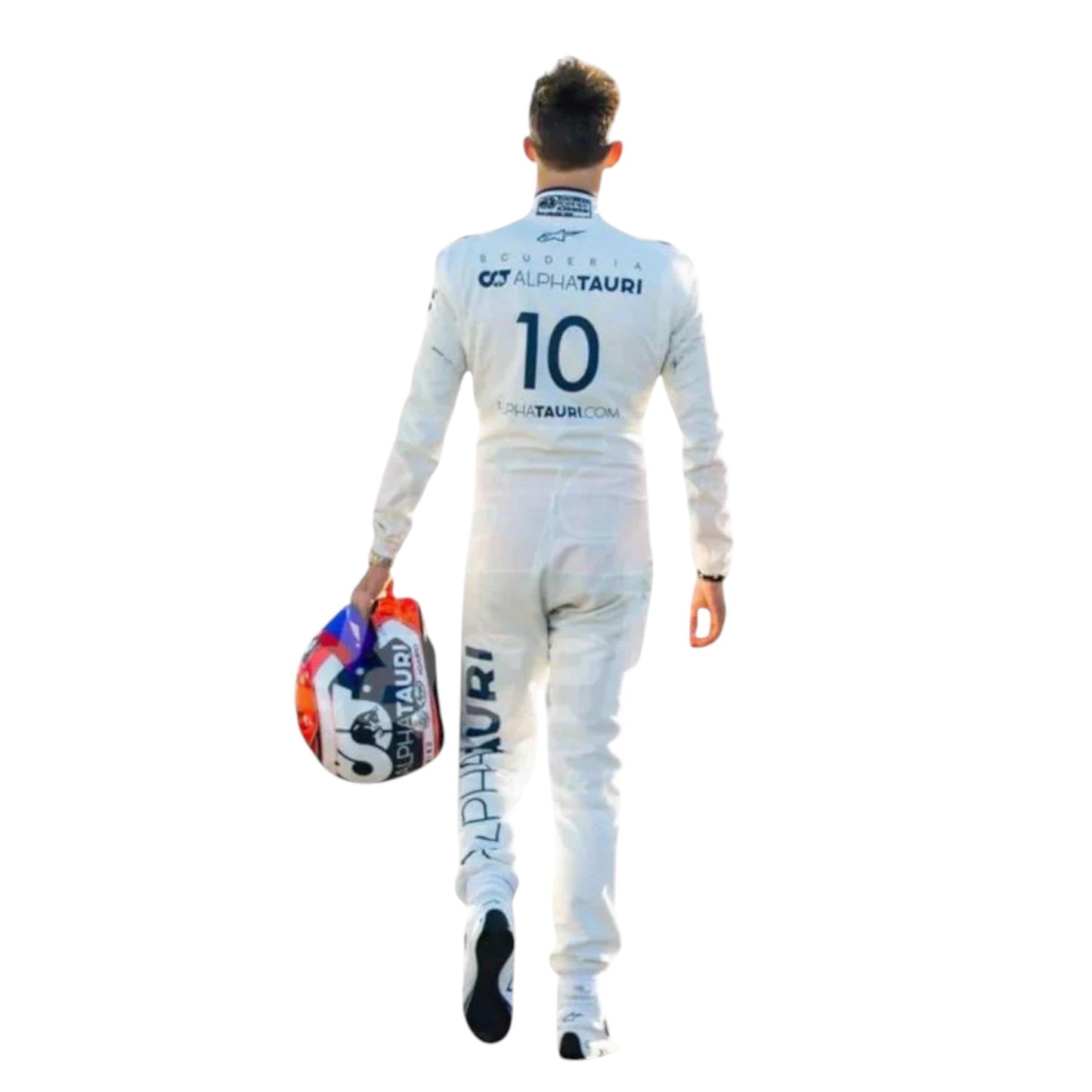Pierre Gasly 2020 AlphaTauri F1 race suit in white and navy blue with sponsor logos