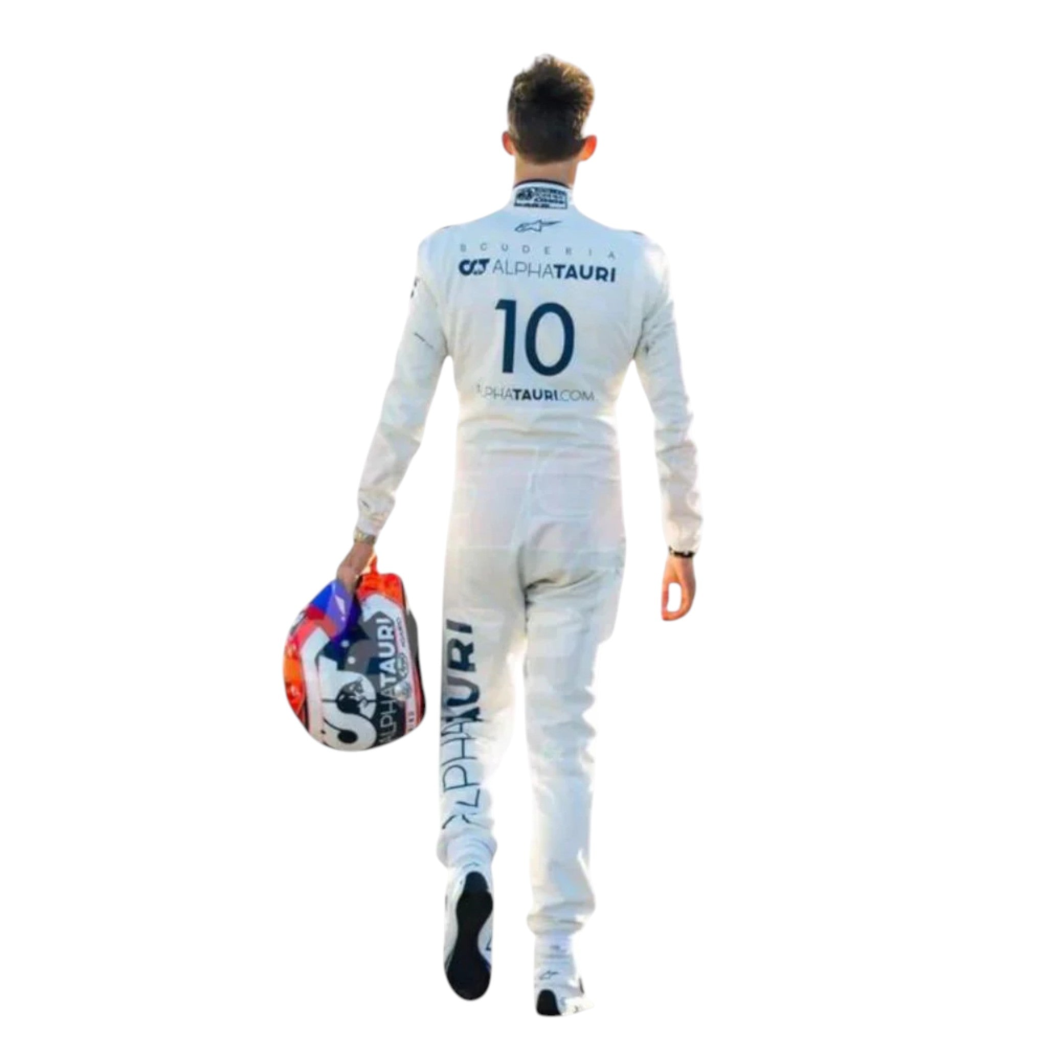 Pierre Gasly 2020 AlphaTauri F1 race suit in white and navy blue with sponsor logos
