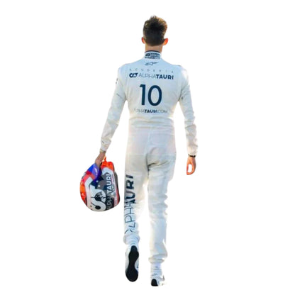 Pierre Gasly 2020 AlphaTauri F1 race suit in white and navy blue with sponsor logos