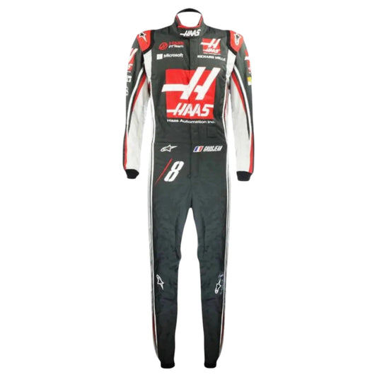 Romain Grosjean 2017 Haas F1 race suit in black with red and white accents and sponsor logos