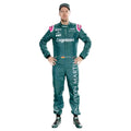 Sebastian Vettel 2021 Aston Martin F1 race suit in green with pink shoulder accents and sponsor logos