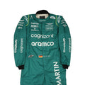 Sebastian Vettel 2022 Aston Martin F1 race suit in green with lime accents and sponsor logos