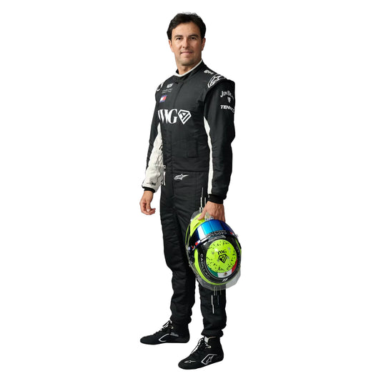 Sergio Perez 2026 Cadillac F1 race suit in black with white accents and sponsor logos