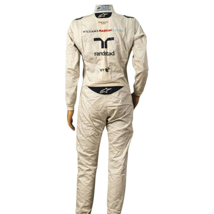 Valtteri Bottas 2015 Williams F1 race suit in white with navy blue accents and Martini racing stripes featuring sponsor logos
