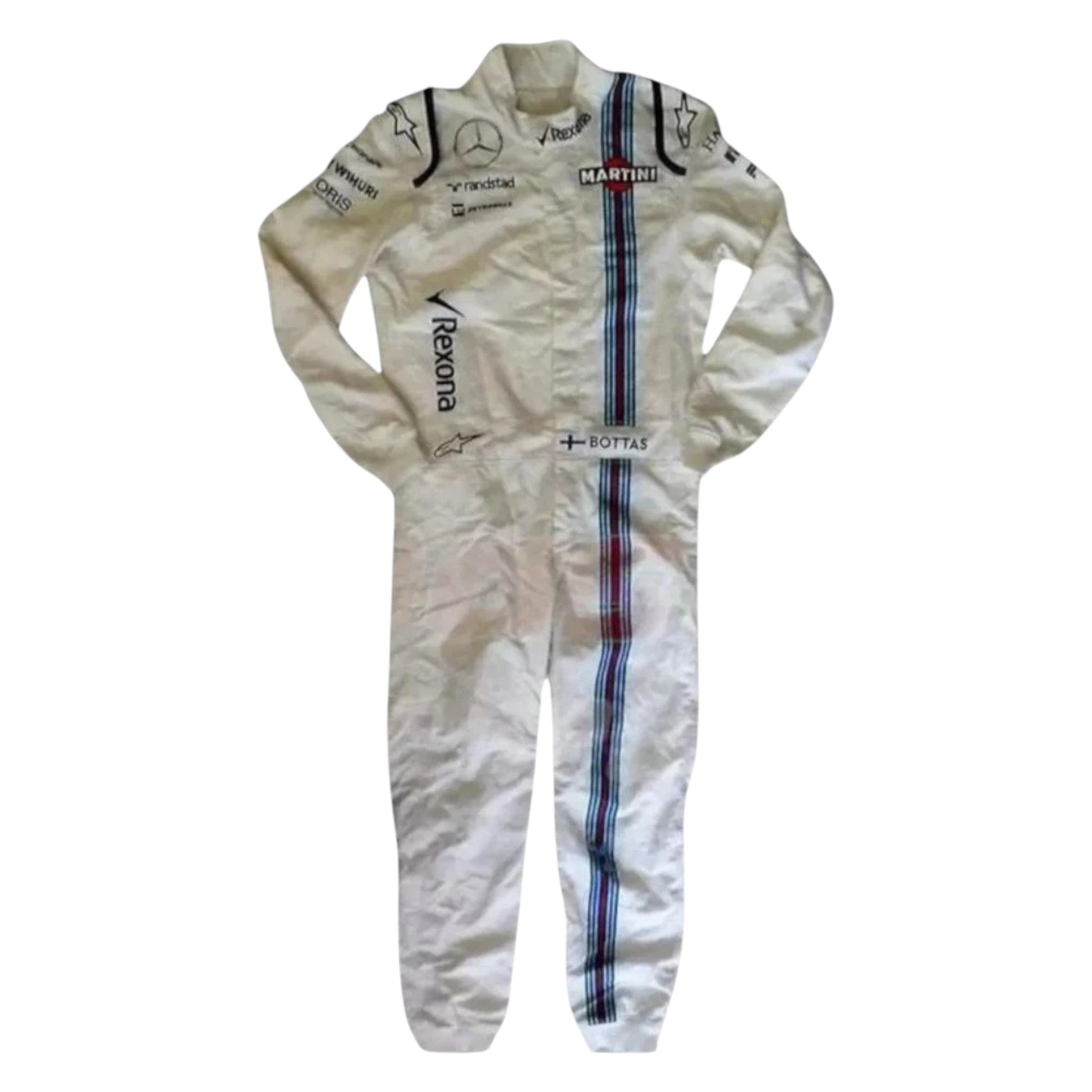 Valtteri Bottas 2016 Williams F1 race suit in white with Martini Racing stripes and sponsor logos