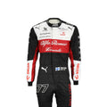 Valtteri Bottas 2022 Alfa Romeo Formula 1 race suit in red and white team design with sponsor graphics