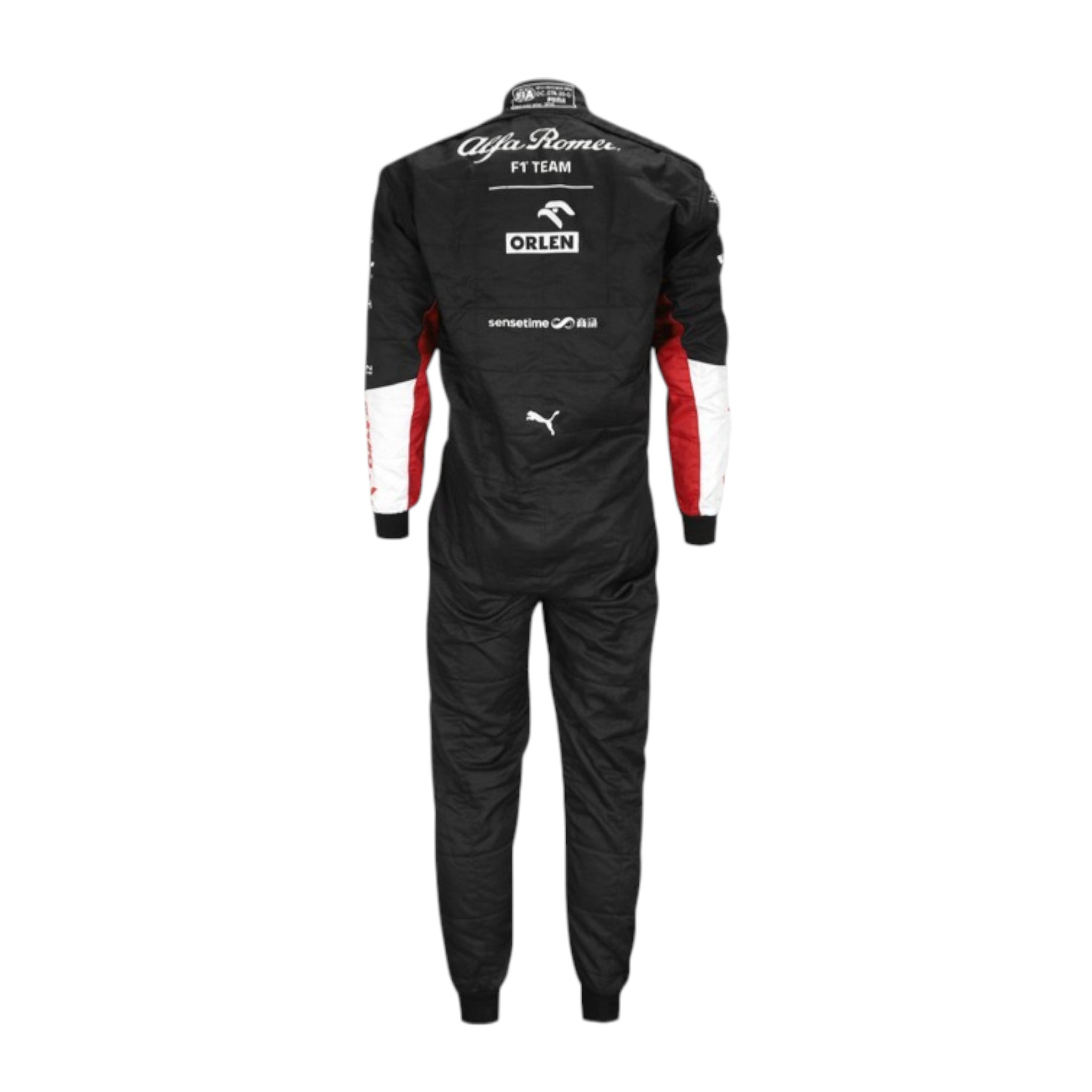 Valtteri Bottas 2022 Alfa Romeo Formula 1 race suit in red and white team design with sponsor graphics