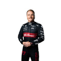 2023 Alfa Romeo Formula 1 race suit in red and black linked to Valtteri Bottas with visible sponsor branding